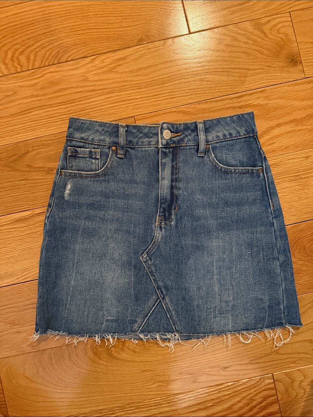 PacSun Denim Skirt in Medium Blue with Contrast Stitching